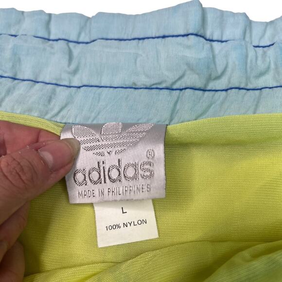 Adidas VTG 80s Swim Trunks Shorts 5" Inseam Built In Liner Blue Green Large - Picture 5 of 6